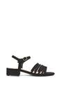 Black 'Katie' Low Heel Open Toe Sandals With Ankle Strap, Image 1 of 5