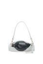 Light Grey Real Leather Shoulder Bag with Detachable Crossbody Strap, Image 4 of 4
