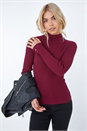 Wine Ribbed Turtle Neck Jumper, Image 1 of 5