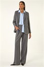 Charcoal Stripe Wide Leg Pocket Trouser , Image 3 of 7