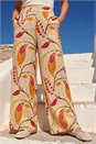Orange Textured Leaf Print Metallic Trouser, Image 2 of 4