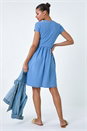 Light Blue  Textured Ruched Stretch Jersey Dress, Image 3 of 5