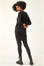 Black Longline Knitted Jumper Dress, Image 3 of 5