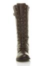 Brown AJVANI Brown Lace Up Calf Military Biker Boots, Image 6 of 6