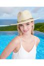 Beige Khari - Embellished Straw Fedora - Beige, Image 1 of 2