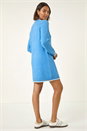 Blue Contrast Trim Knitted Jumper Dress, Image 2 of 7