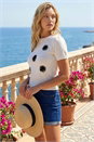 Ivory  Daisy Sparkly Embroidered Knit Top, Image 2 of 4