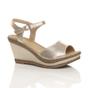 High Wedge Heel Ankle Strap Cork Sandals, Image 1 of 6