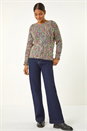 Multi  Patterned Tape Yarn Knit Jumper, Image 2 of 5