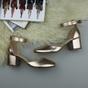 Rose Gold AJVANI Rose Gold Mid Block Heel Ankle Strap 2 Part Heels, Image 4 of 6