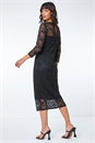 Black Sweetheart Lace Neck Midi Dress, Image 4 of 5