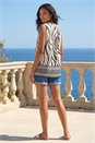 Ivory  Stripe Border Print V-Neck Vest, Image 3 of 4