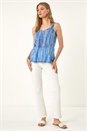 Blue Burnout Stripe Print Vest Top, Image 2 of 5