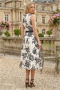 White Monochrome Printed Satin Midi Dress, Image 3 of 4