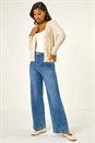 Cream Sequin V-Neck Buttoned Cardigan, Image 2 of 5