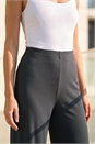 Charcoal Petite Stretch Wide Leg Trouser, Image 4 of 4