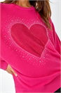 Pink Diamante Embellished Heart Print Jumper, Image 5 of 5