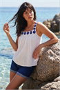Ivory Embroidered Neck Textured Cami Top, Image 1 of 4