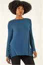 Teal Soft Touch Side Ruffle Top, Image 1 of 5