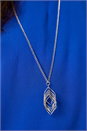 Royal Blue Chiffon Layered Tie Detail Top with Necklace, Image 5 of 5