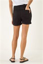 Black Stretch Denim Mom Shorts, Image 4 of 6