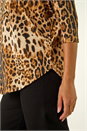 Natural  Animal Print Raglan Stretch Top, Image 5 of 5