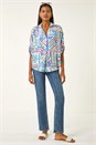 Light Blue  Tile Print Collared Shirt, Image 3 of 5