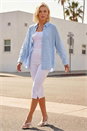 Blue Petite Stripe Buttoned Pocket Shirt, Image 2 of 4