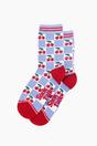 Blue Cherry Checkerboard Bamboo Socks in Blue, Image 3 of 4