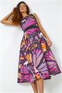 Purple Premium Stretch Butterfly Halterneck Dress, Image 1 of 5