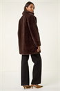 Chocolate Faux Fur Longline Coat, Image 3 of 6