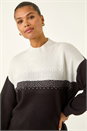 Black Colour Block Sparkly Longline Jumper, Image 4 of 5