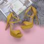 Yellow AJVANI Yellow High Heel Crossed Straps Platform Sandals, Image 4 of 6