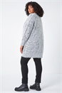 Black Curve Fluffy Textured Cardigan, Image 3 of 5