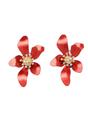Red AVANT-GARDE PARIS Red Floral Stud Earrings, Image 1 of 5