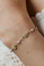Gold Sunflower Pearl Charm Beaded Boho Bracelet, Image 2 of 2