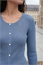 Denim Pearl Ribbed Knit Jumper, Image 4 of 4
