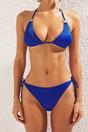 Royal Blue WOVCOR Royal Blue Ribbed Triangle Bikini Set with Ring Detail, Image 2 of 5