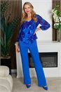 Blue Julianna Printed Stretch Top, Image 4 of 4