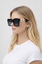 Black Oversized Sunglasses with Gold chain detail, Image 2 of 4