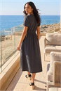 Black Cotton Crochet Trim Dress, Image 3 of 4