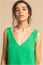 Green V-Neck Sleeveless Vest Top, Image 4 of 4