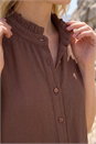 Chocolate Frill Sleeve Blouse, Image 4 of 4