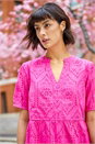 Fuchsia Embroidered Tiered Cotton Smock Dress, Image 6 of 6