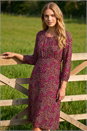Wine Square Neck Ditsy Dress, Image 1 of 3