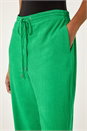 Green Elastic Waist Tie Waist Linen Blend Trouser, Image 5 of 7