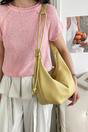 Yellow Crescent Shoulder Bag With Flower Charm, Image 1 of 3