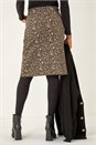 Chocolate Denim Animal Print A-Line Skirt, Image 4 of 5
