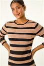 Camel  Gradient Stripe Knitted Dress, Image 4 of 5