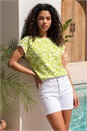 Lime Petite Abstract Ric Rac T-Shirt , Image 1 of 4